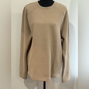 New FLX M Beige Textured Long Sleeve Sweater w Pockets & Stretch 833